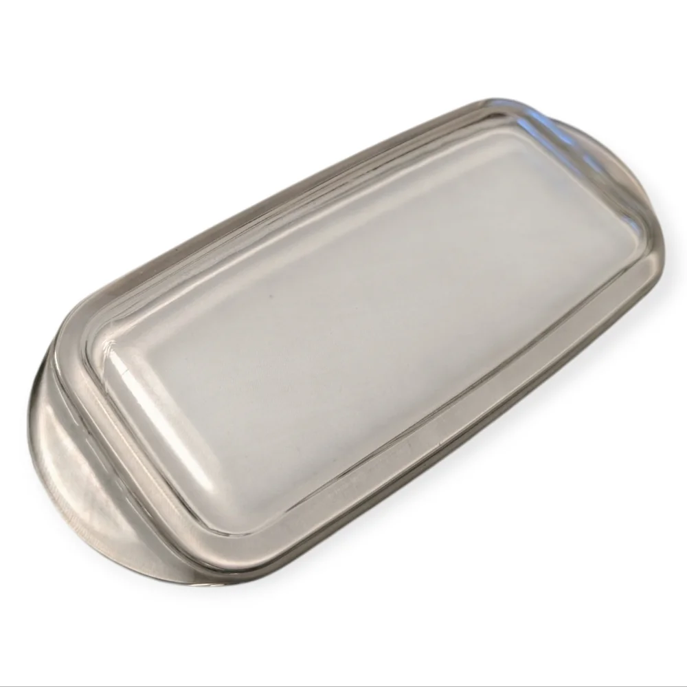 VINTAGE Pressed Glass Butter Dish Clear Rectangular Tray
